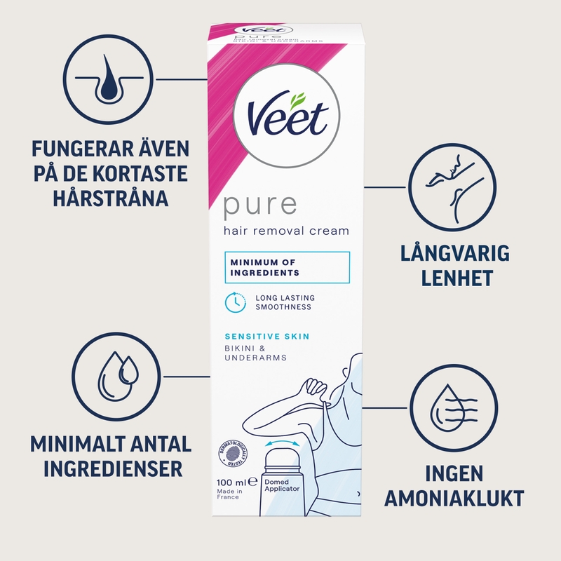 Veet Pure Hårborttagningskräm Bikini & Armhål Känslig hud 100 ml 2