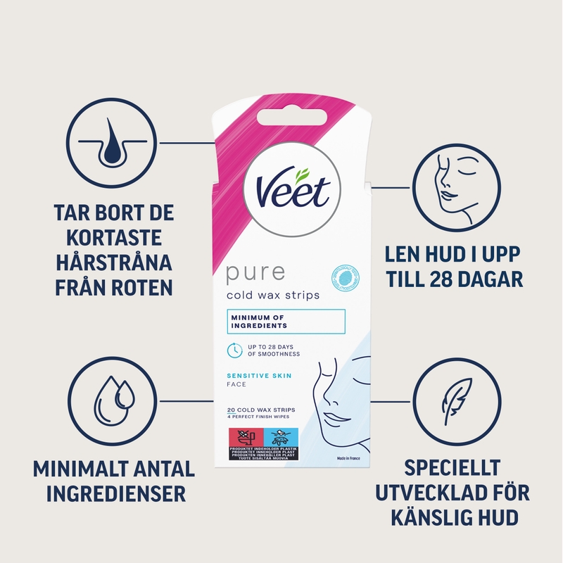 Veet Pure Wax Strips Ansikte Känslig Hud 20 st 2