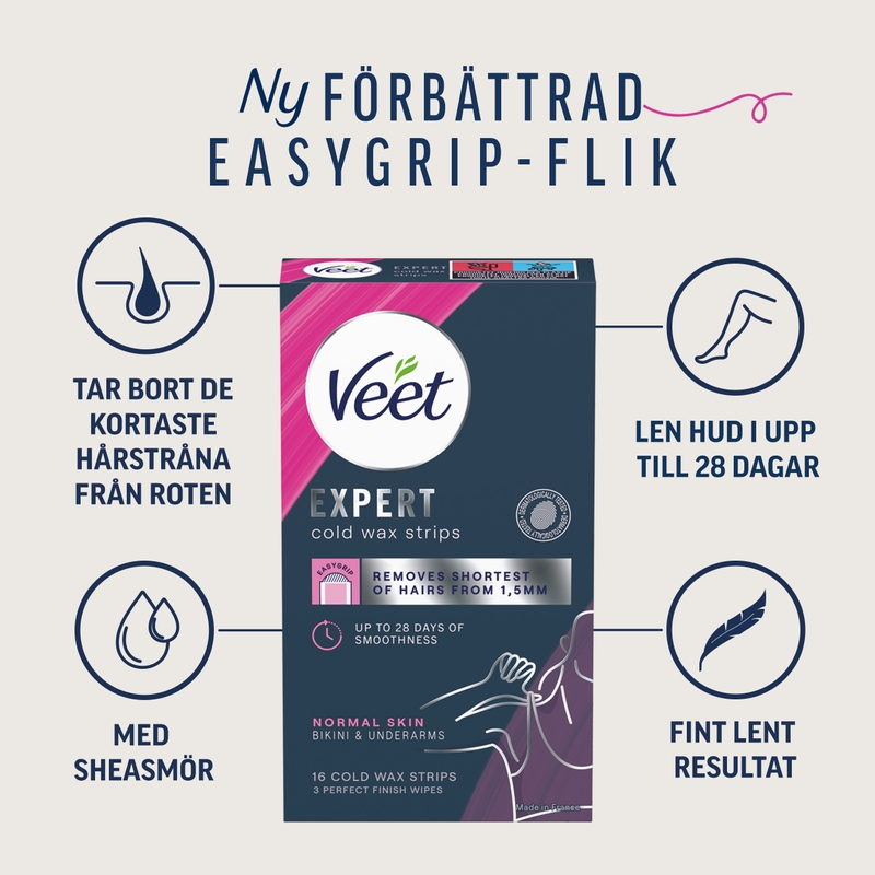 Veet Expert Wax Strips Bikini & Armhåla Normal Hud 16 st 2